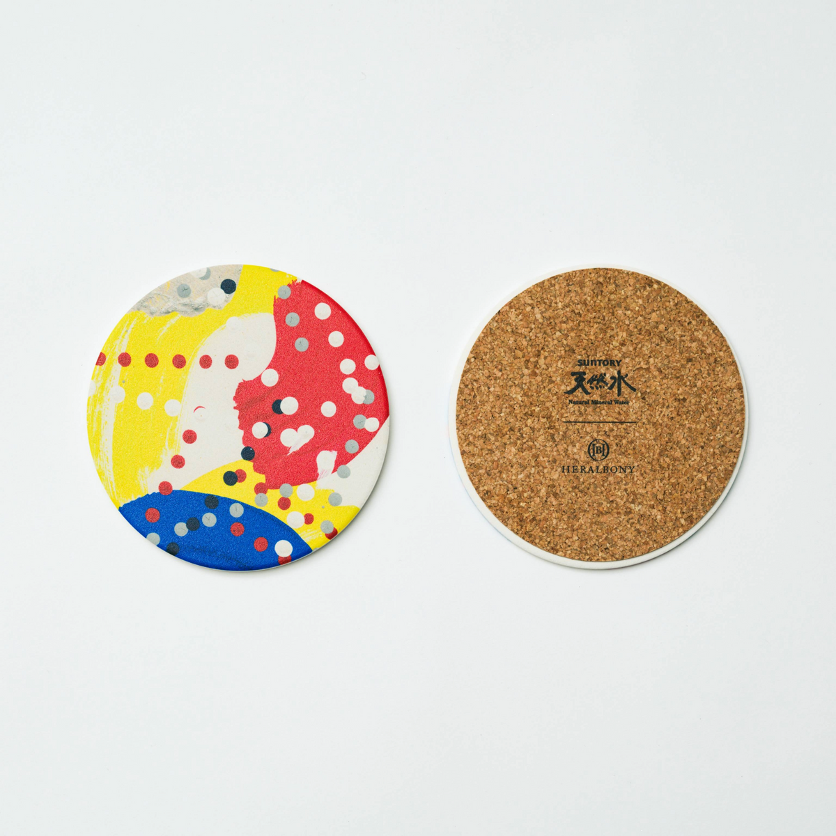 【150セット限定!】HERALBONY×サントリー天然水 オリジナルコースター(黄)&天然水 SPARKLINGレモン500ml×24本セット