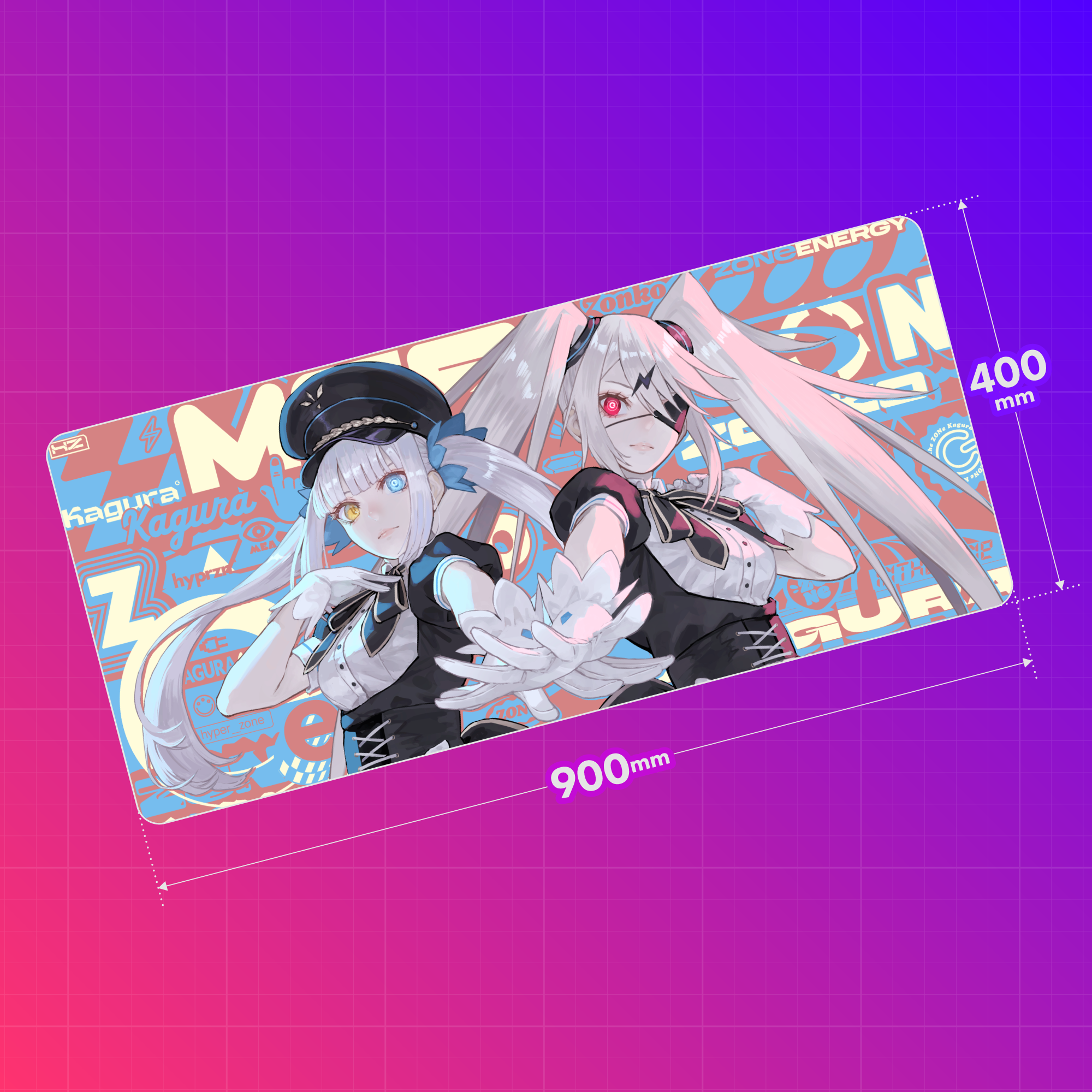 特大オリジナルデザインデスクマット + HYPER ZONe SET : DESIGN-B 神楽めあ×ぞん子