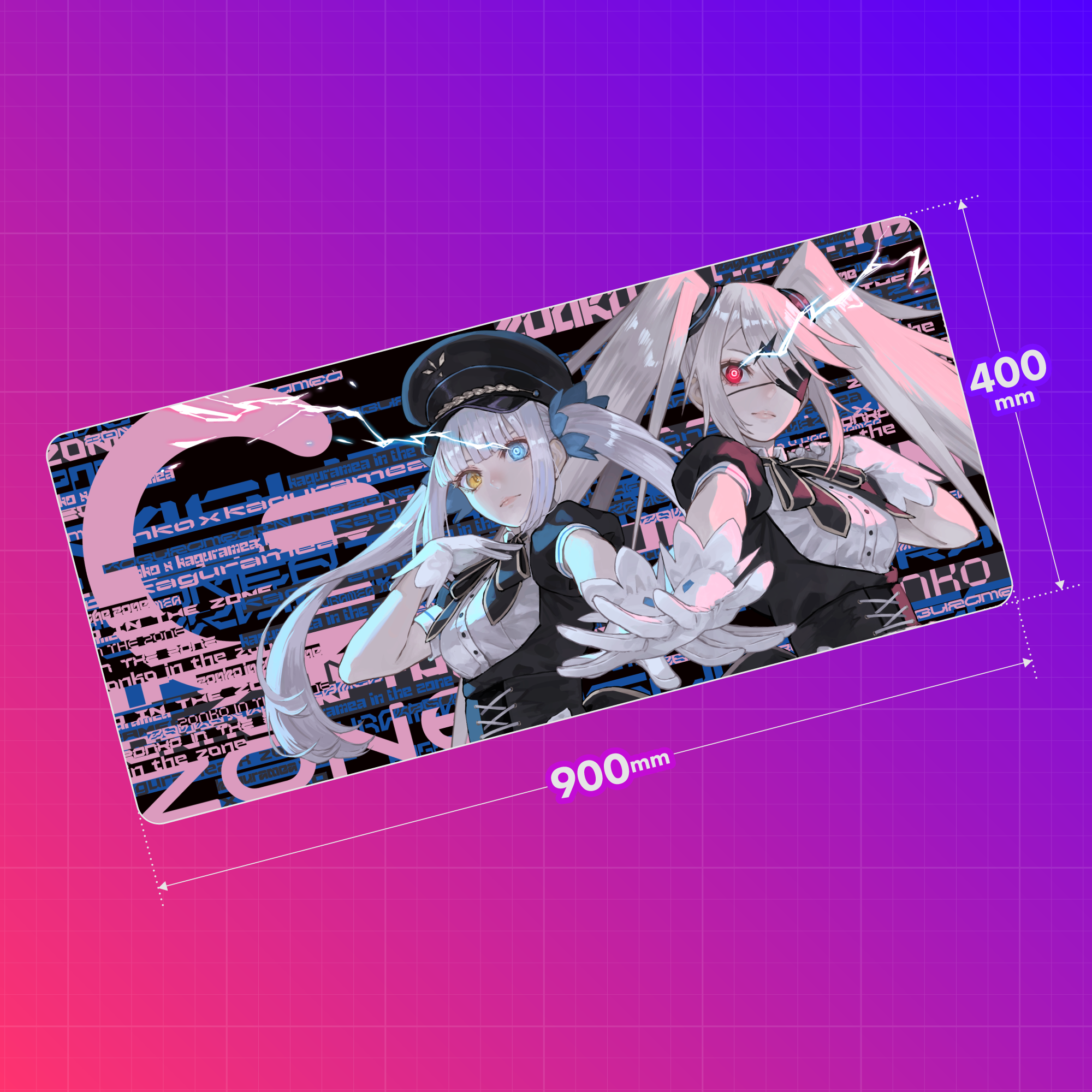 特大オリジナルデザインデスクマット + HYPER ZONe SET : DESIGN-C 神楽めあ×ぞん子
