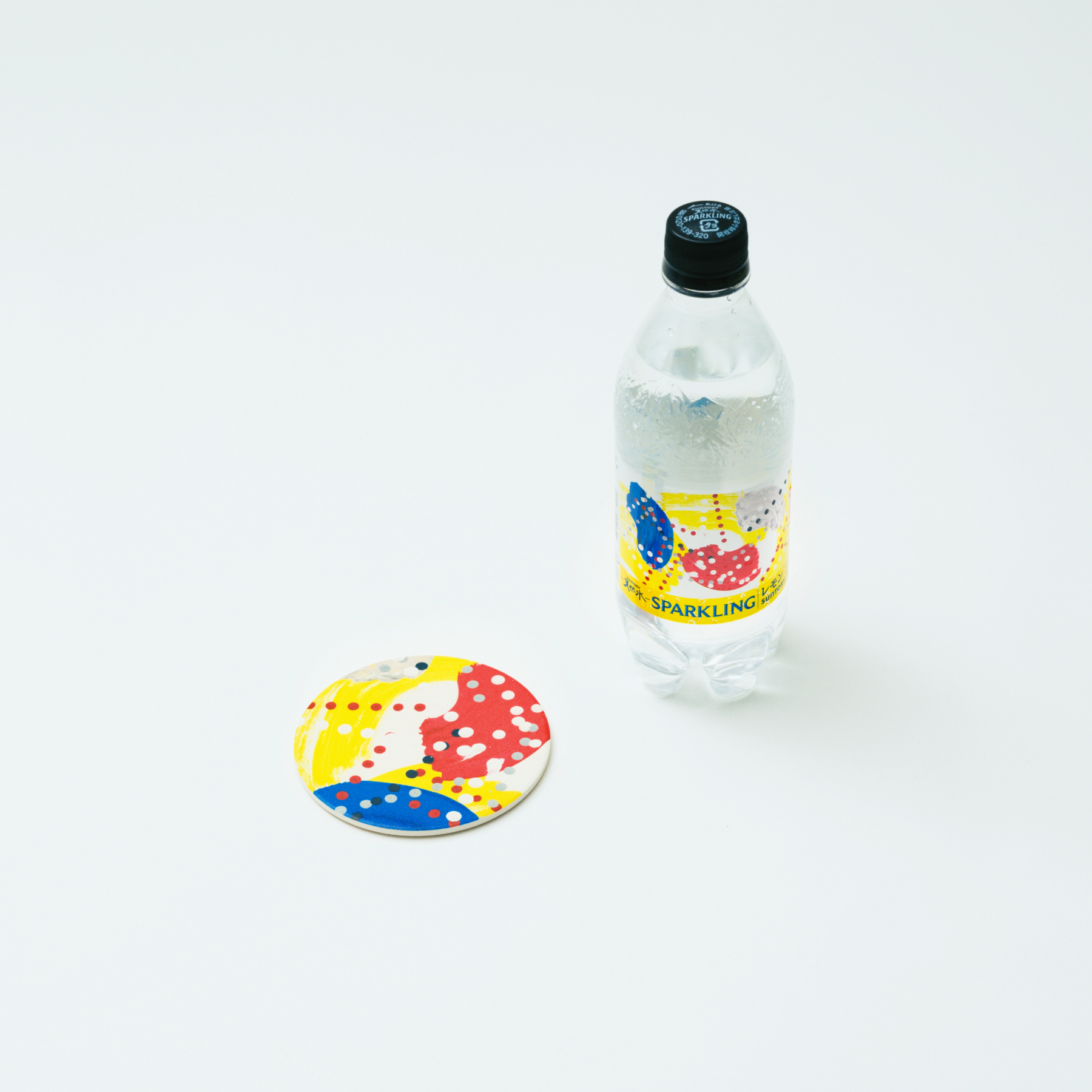 【150セット限定！】HERALBONY×サントリー天然水 オリジナルコースター（黄）＆天然水 SPARKLINGレモン500ml×24本セット
