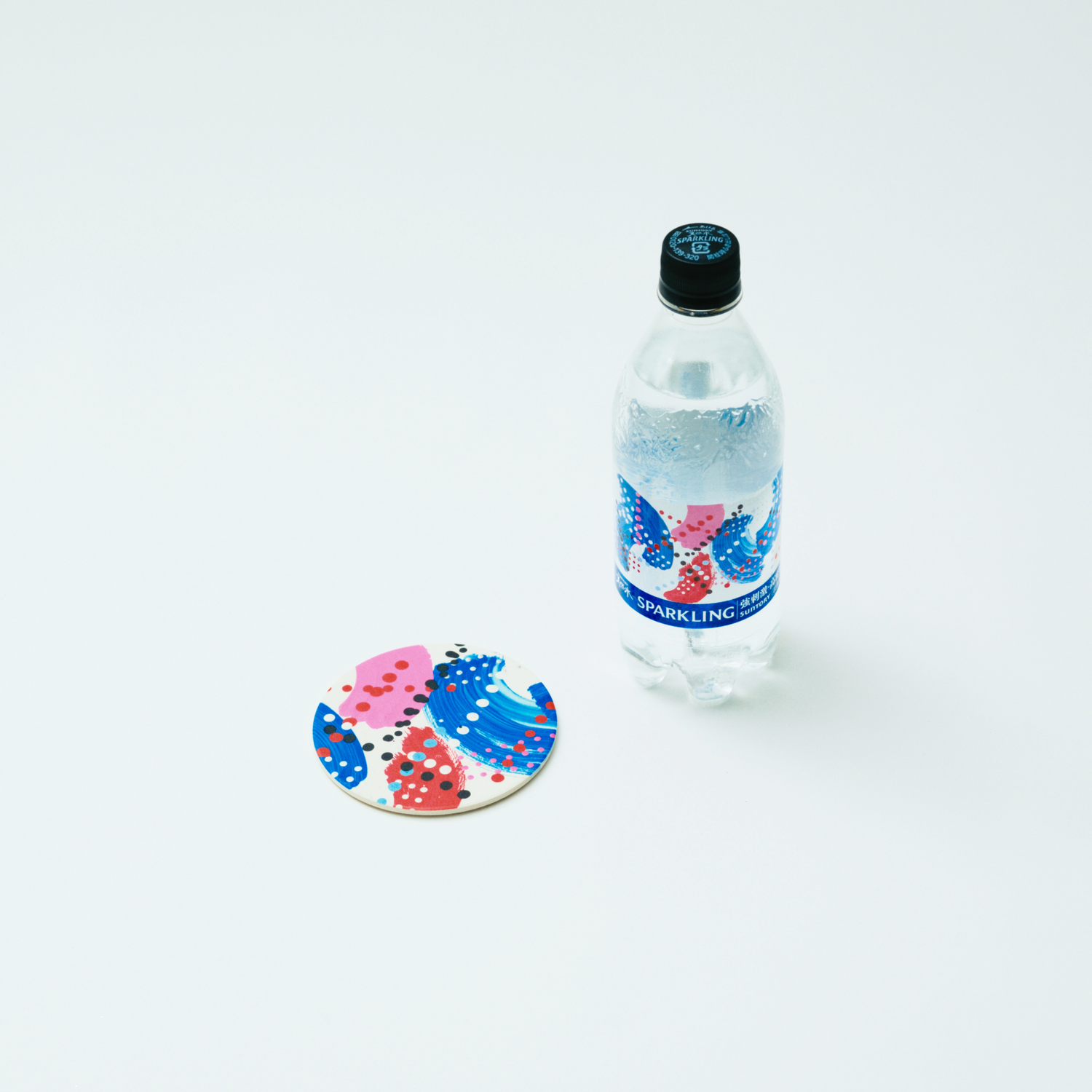 【150セット限定！】HERALBONY×サントリー天然水 オリジナルコースター（青）＆天然水 SPARKLING500ml×24本セット