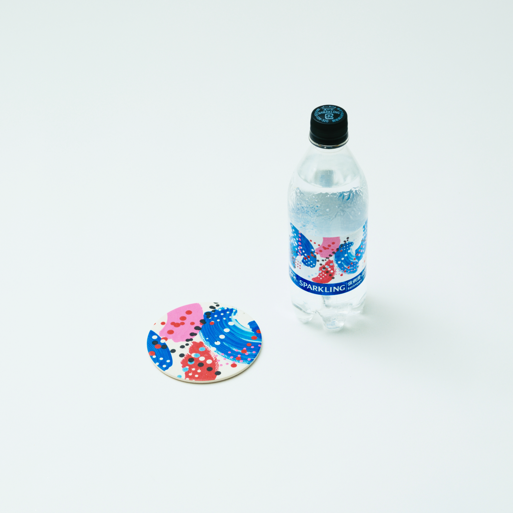 【150セット限定！】HERALBONY×サントリー天然水 オリジナルコースター（青）＆天然水 SPARKLING500ml×24本セット
