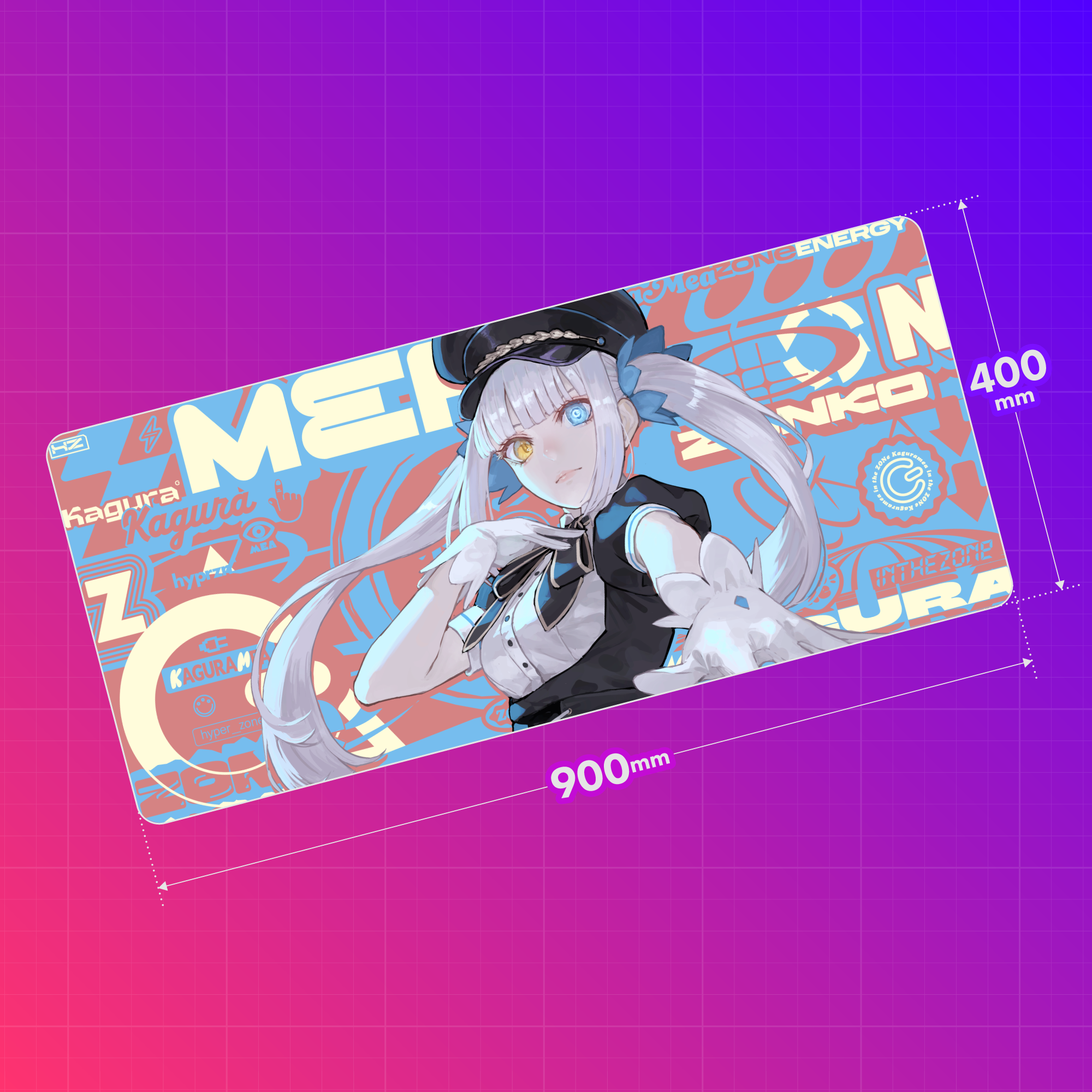 特大オリジナルデザインデスクマット + HYPER ZONe SET : DESIGN-B 神楽めあ