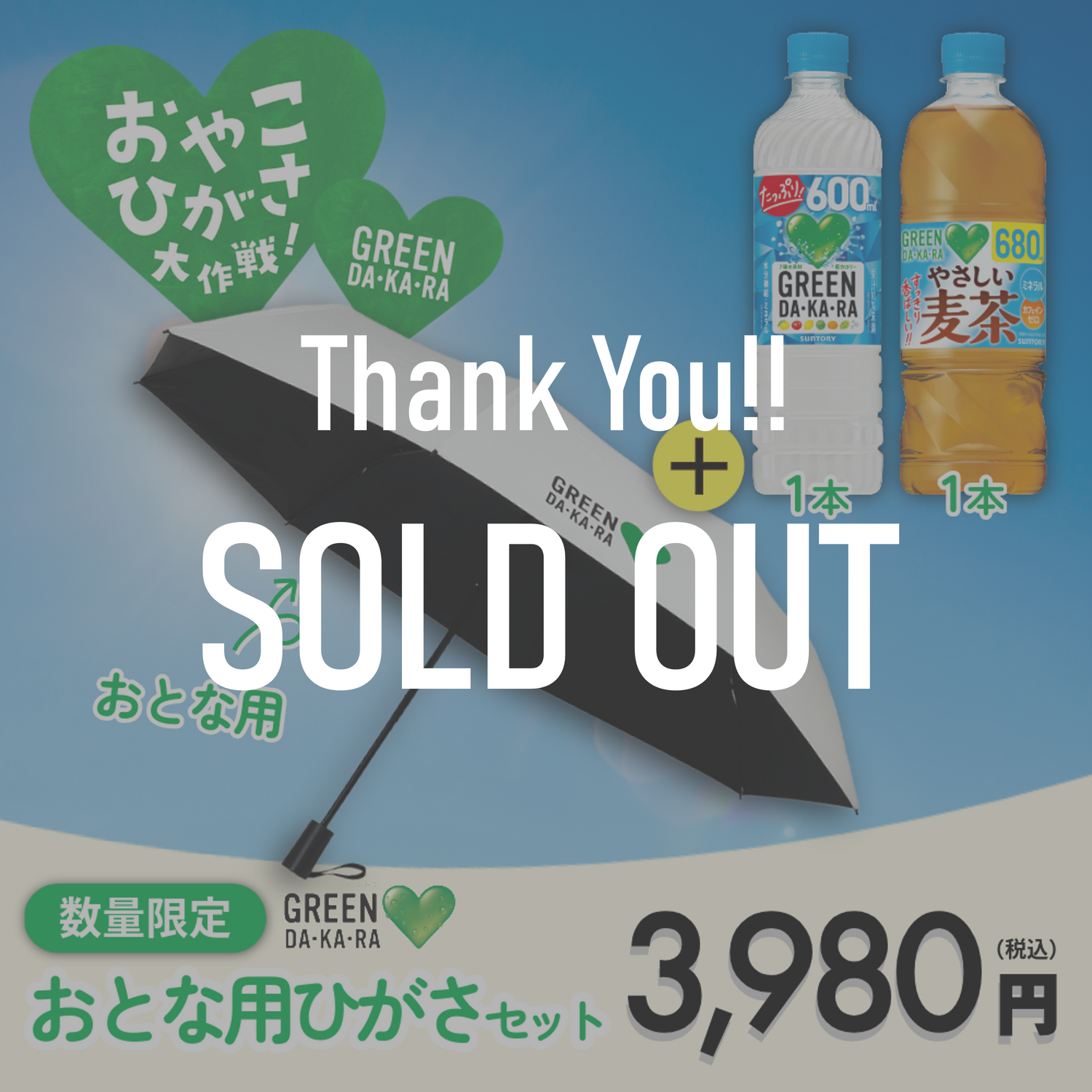 【数量限定】GREEN DA･KA･RA おとな用ひがさセット（折りたたみタイプ）